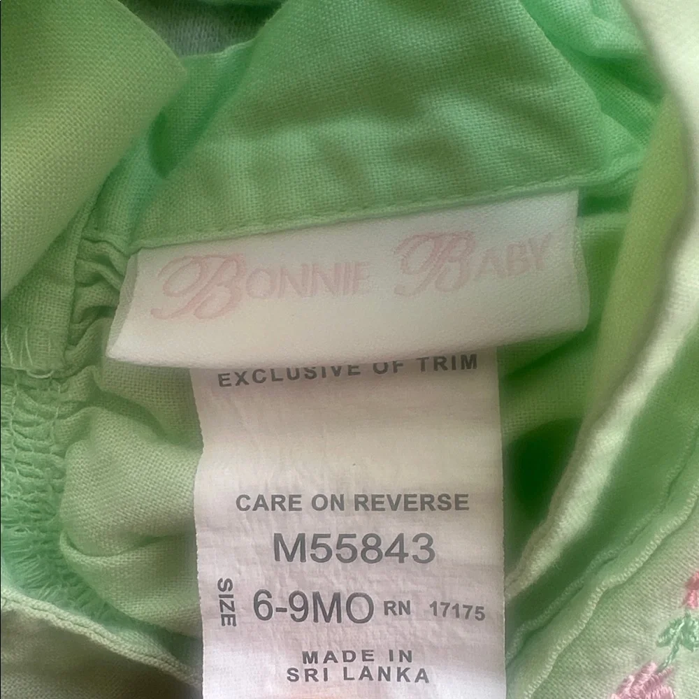 Bonnie Baby Light Green Floral Embroidered Dress with Matching Bloomers